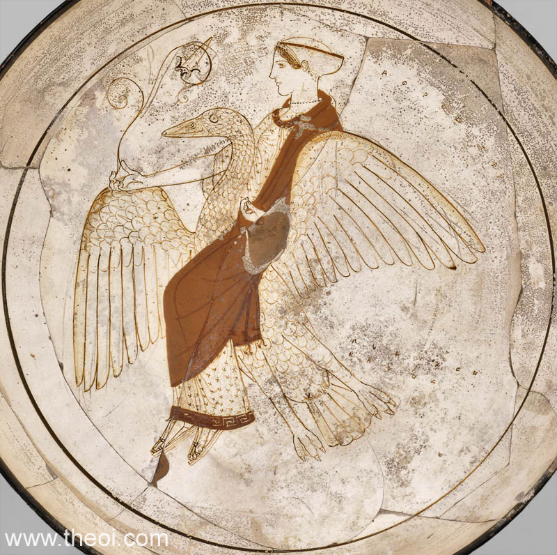 Aphrodite Riding Goose | Attic red figure vase painting
