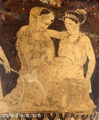 Helen & Aphrodite | Attic red figure vase painting
