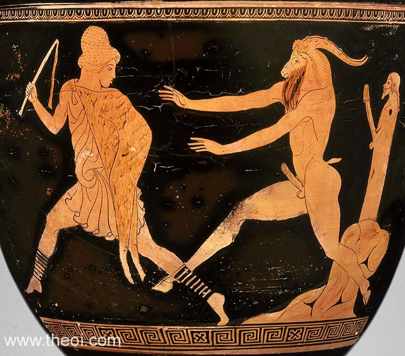 Pan Chasing Shepherd | Attic red figure vase painting