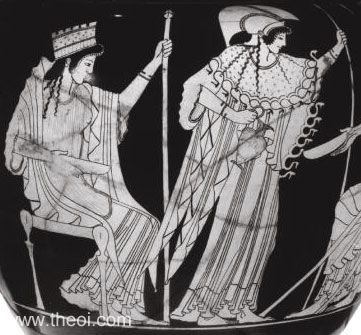 Hera and Athena | Athenian red-figure stamnos C5th B.C. | Metropolitan Museum of Art, New York