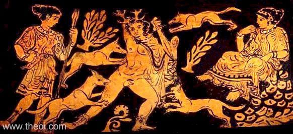 Artemis, Actaeon and Naiad Gargathia | Lucanian red-figure nestoris C4th B.C. | Harvard Art Museums, Cambridge