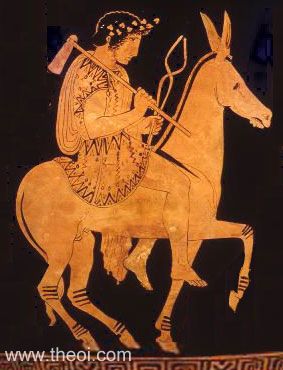 Hephaestus Riding Donkey | Attic red figure vase painting