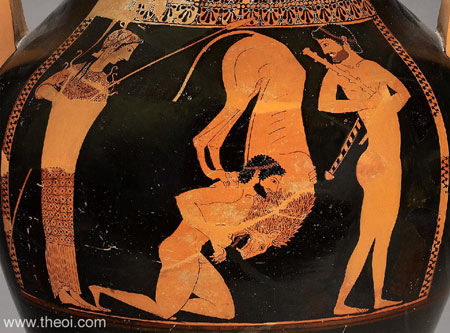 Heracles and the Nemean Lionn | Athenian red figure amphora C6th B.C. | British Museum, London