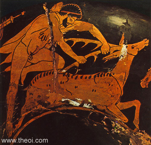 Heracles & Cerynitian Hind | Attic red figure vase painting