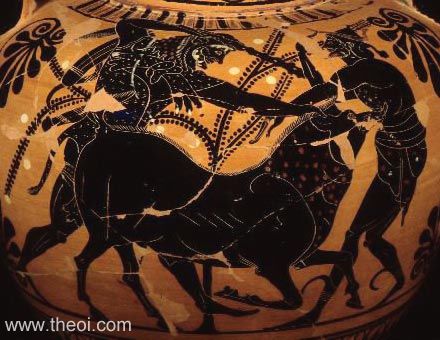 Heracles & Erymanthian Boar | Attic black figure vase painting