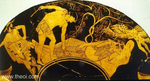 Theseus & Ariadne | Attic red figure vase painting