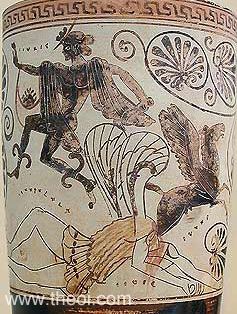 Birth of Pegasus from the neck of Medusa | Greek vase, Athenian black figure white-ground lekythos