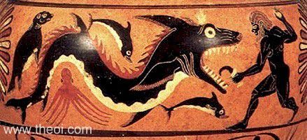 Heracles fighting the Sea-Monster of Troy | Greek vase, Caeretan black figure hydria