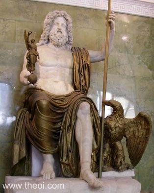 zeus. Zeus enthroned holding a royal