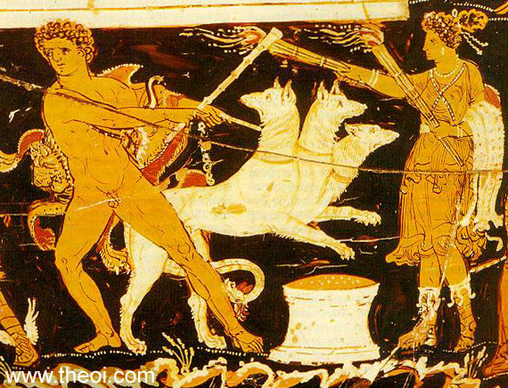 Heracles, Cerberus and Hecate | Apulian red-figure volute krater C4th B.C. | Staatliche Antikensammlungen, Munich