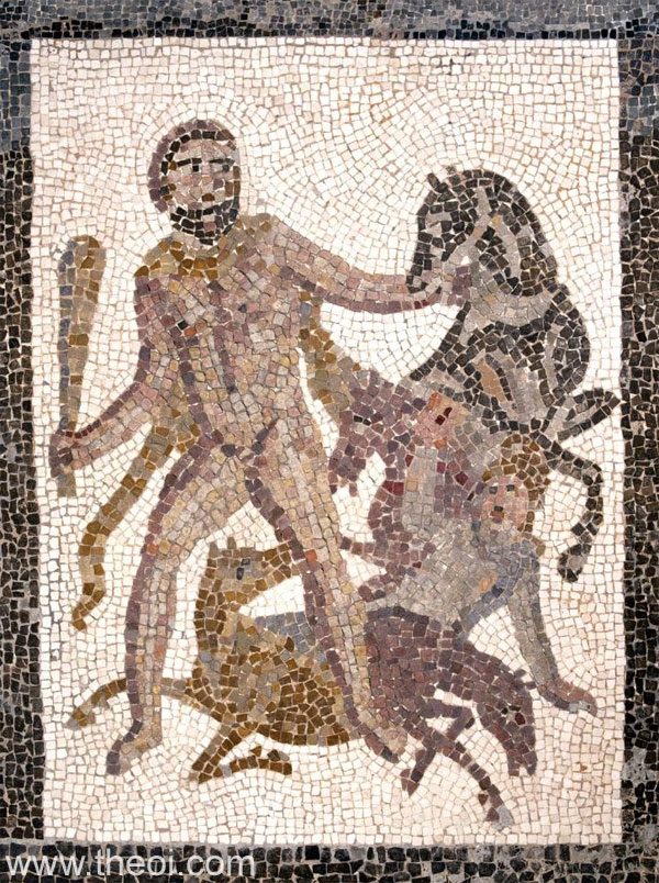 Heracles & Mares of Diomedes | Greco-Roman mosaic