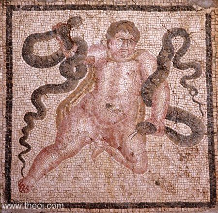 Infant Heracles & Snakes | Greco-Roman mosaic
