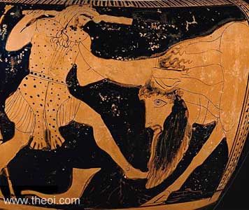 Heracles fighting Achelous, a river-god in bull form | Athenian red figure krater C5th B.C. | Mus&eacute;e du Louvre, Paris