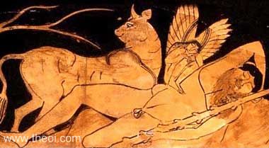 Alcyoneus, the sleeping giant, & Hypnus | Athenian red figure krater C5th B.C. | J. Paul Getty Museum, Malibu
