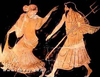 Poseidon & Amymone | Athenian red-figure lebes gamikos C5th B.C. | Museum of Art, Rhode Island School of Design