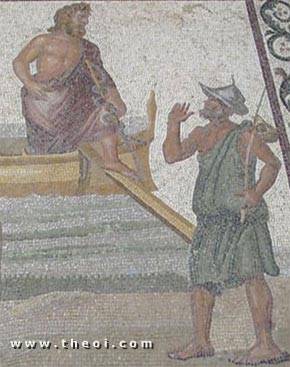 Asclepius arriving at Cos | Greek mosaic C2nd A.D. | Archaeological Museum of Cos