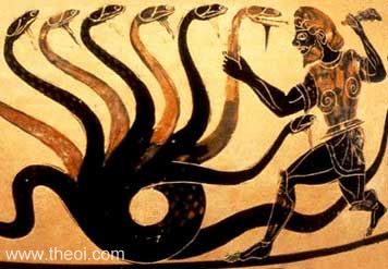 The Hydra fighting Heracles | Paestan black figure hydra C6th B.C. | J. Paul Getty Museum, Malibu