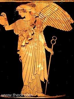 Iris, goddess of the rainbow | Athenian red figure lekythos C5th B.C. | Museum of Art, Rhode Island School of Design, New York
