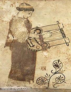 Muse Calliope | Athenian red-figure pyxis C5th B.C. | Museum of Fine Arts, Boston
