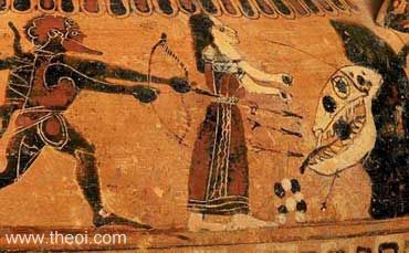 Heracles, Hesione & the Sea Monster | Corinthian black figure krater C6th B.C. | Museum of Fine Arts, Boston