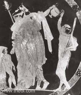 Dionysus, Ariadne & Comus | Athenian red-figure kylix C5th B.C. | Martin von Wagner Museum, W&uuml;rzburg Universitat