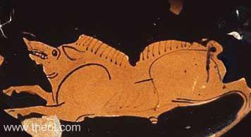 The Crommyon Sow | Athenian red figure askos C5th B.C. | University of Pennsylvania Museum, Philadelphia 