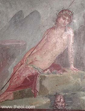 Narcissus | Roman fresco from Pompeii C1st B.C. | Archaeological Museum of Naples