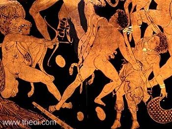 Heracles, Porphyrion & Hera | Athenian red figure amphora C4th B.C. | Mus&eacute;e du Louvre