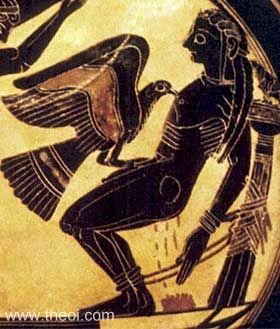 Prometheus, Titan helper of mankind | Laconian black figure amphoriskos C6th B.C. | Vatican City Museums