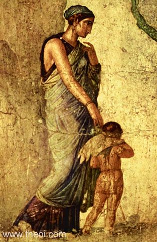 Aphrodite and Eros | Greco-Roman fresco from Pompeii C1st A.D. | Naples National Archaeological Museum