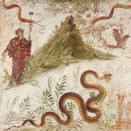 Dionysus on Mount Vesuvius | Greco-Roman fresco from Pompeii C1st A.D. | Naples National Archaeological Museum