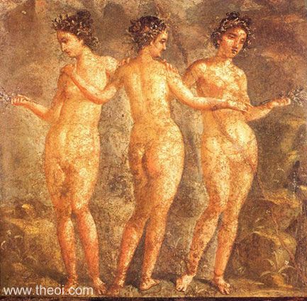 The three Graces | Greco-Roman fresco from Pompeii C1st A.D. | Naples National Archaeological Museum