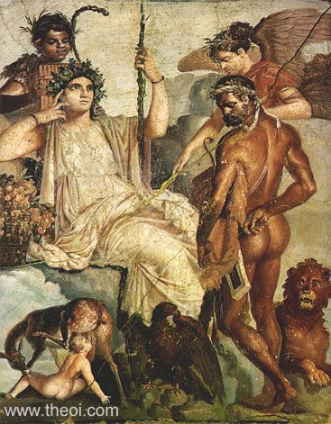 Omphale & Heracles | Greco-Roman fresco