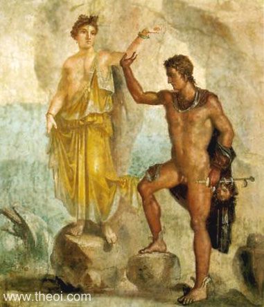 Perseus and Andromeda | Greco-Roman fresco from Pompeii C1st A.D. | Naples National Archaeological Museum