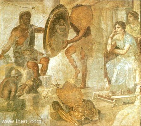 Hephaestus, the Cyclopes and Thetis | Greco-Roman fresco from Pompeii C1st A.D. | Naples National Archaeological Museum