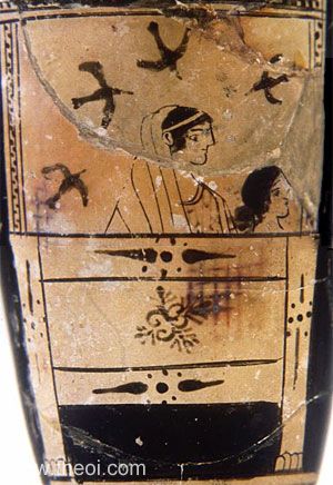 Danae and Perseus at sea in the chest | Athenian red-figure lekythos C5th B.C. | Rhode Island School of Design Museum
