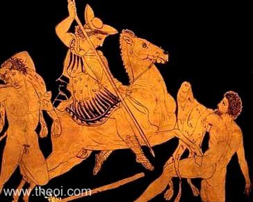 Dioscuri & Giants | Attic red figure vase painting