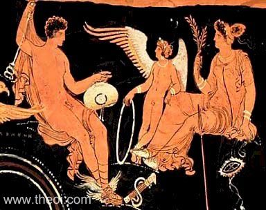 Hermes, Eros and Aphrodite | Apulian red-figure calyx krater C4th B.C. | Museum of Fine Arts, Boston