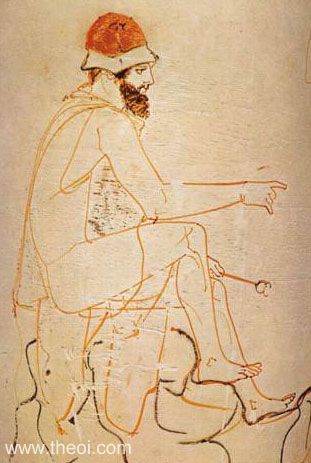 Hermes Psychopompus | Attic red figure vase painting