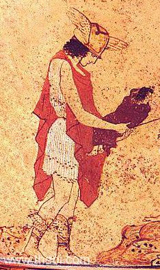 Hermes & Infant Dionysus | Attic red figure vase painting