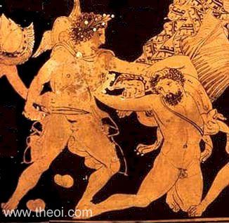Hermes and the giant Hippolytus | Athenian red-figure amphora C4th B.C. | Musée du Louvre, Paris