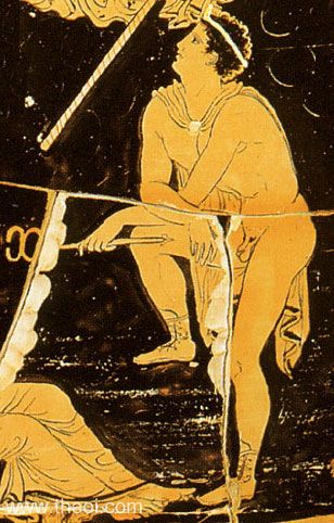 Hermes | Apulian red figure vase painting