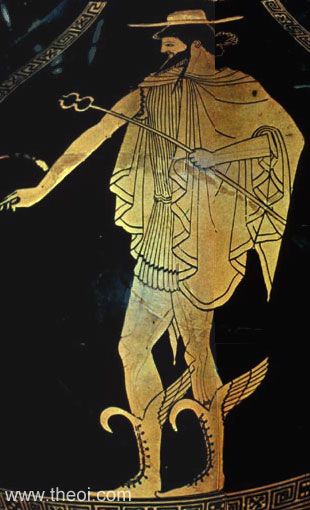 Hermes | Athenian red-figure Panathenaic amphora C5th B.C. | Gregorian Etruscan Museum, Vatican Museums