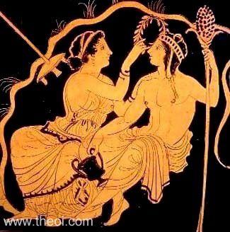 Ariadne & Dionysus | Lucanian red figure vase painting