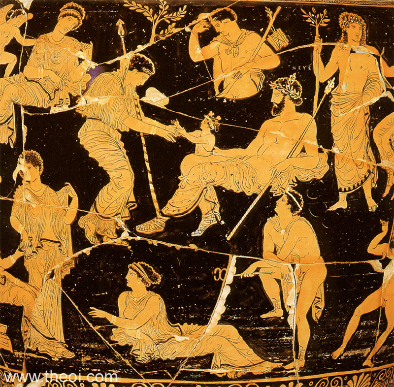 The birth of Dionysus | Apulian red-figure volute krater C4th B.C. | National Archaeological Museum of Taranto