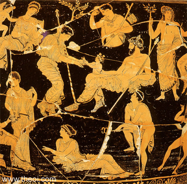 Nysiad nymphs and the birth of Dionysus | Apulian red-figure volute krater C4th B.C. | National Archaeological Museum of Taranto