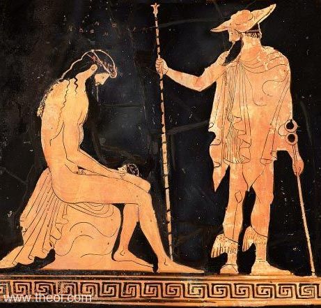 Zeus, birth of Dionysus, and Hermes | Athenian red-figure lekythos C5th B.C. | Museum of Fine Arts, Boston
