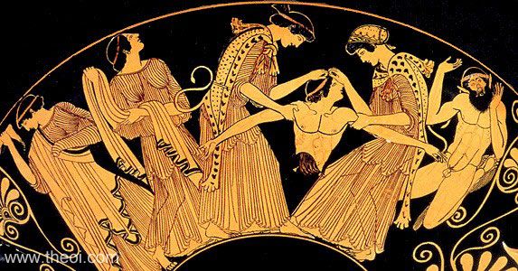 Death of Pentheus | Attic red figure vase painting