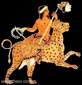 Dionysus Riding Panther | Paestan red figure vase painting