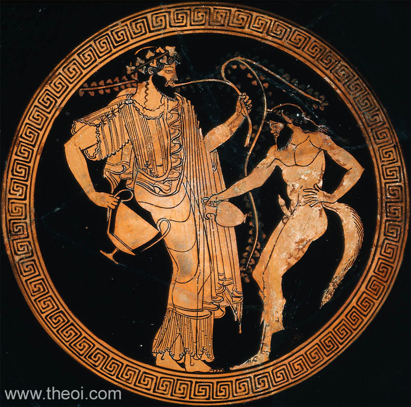 Dionysus & Satyriscus | Attic red figure vase painting